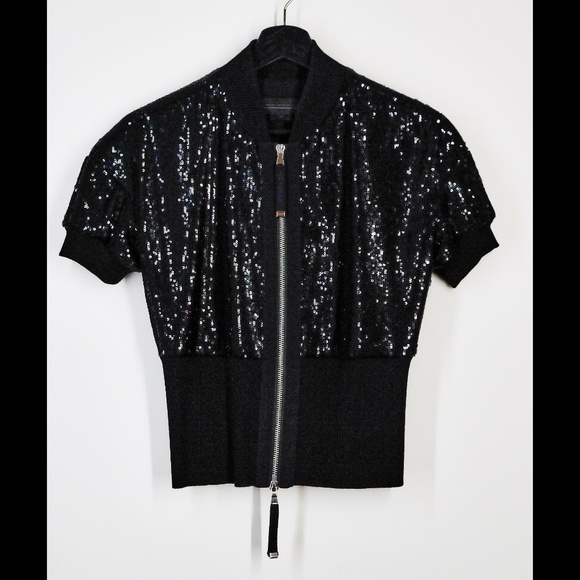 Diesel Black Gold Tops - Deisel Black Gold sequin zipper top